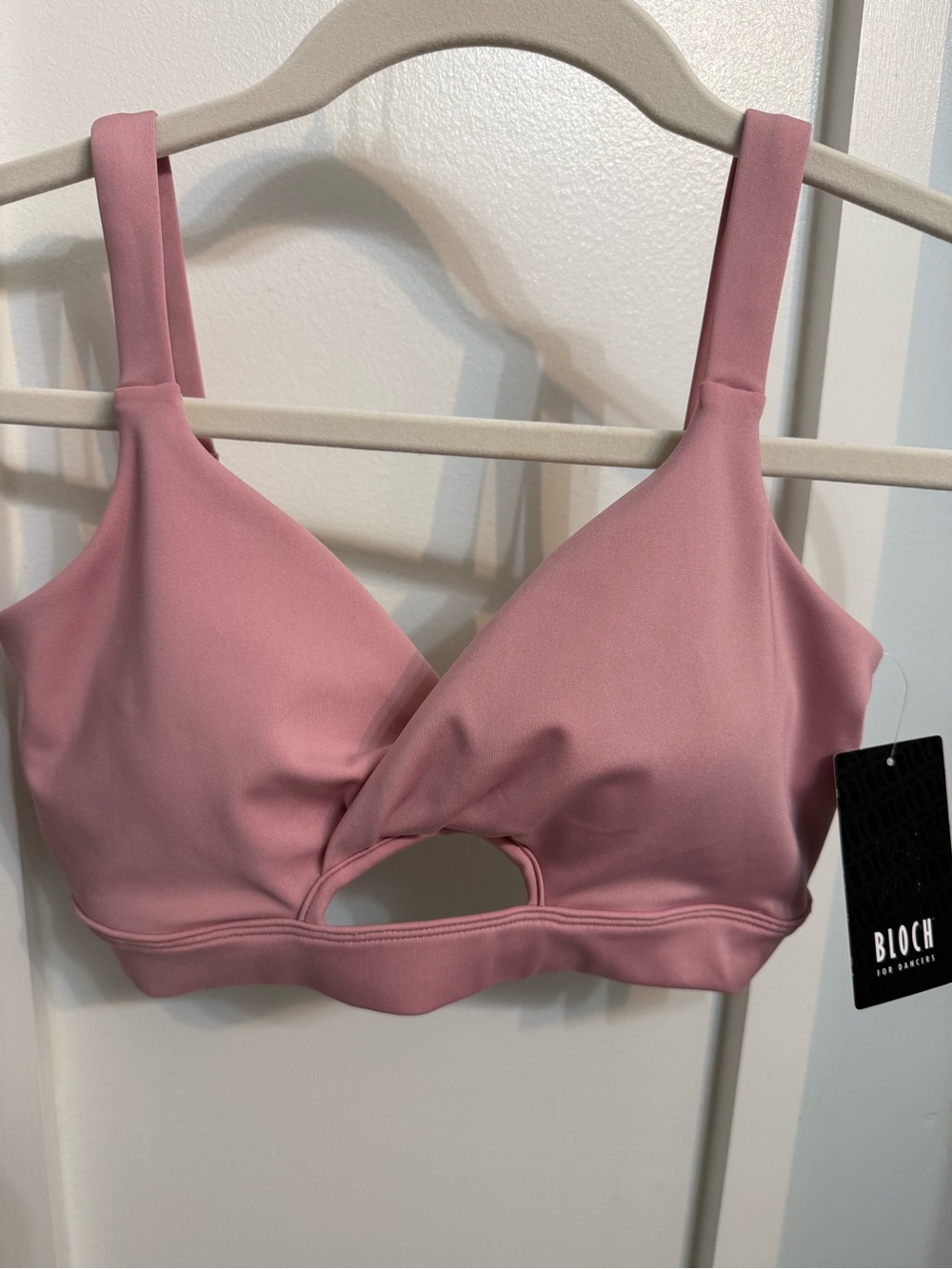 Bloch Ladies Vintage Pink Vivian Twist Front Crop Top Bra NWT Size Adult Small